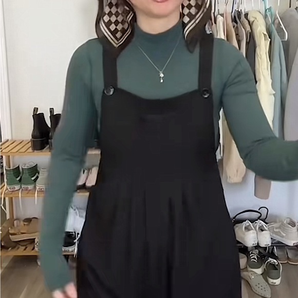 NWOT Black corduroy wide overalls xl - Picture 5 of 5